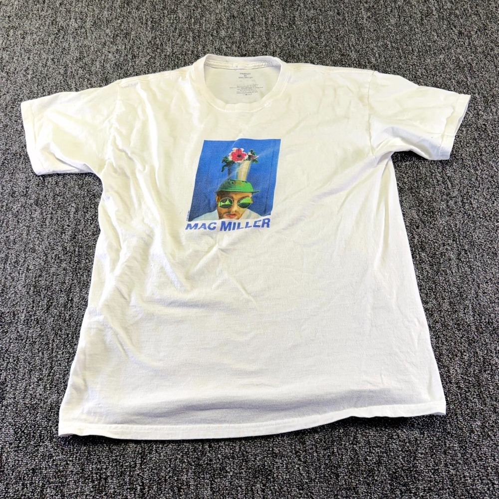 Mac Miller Y2K T Shirt Mens Large White Graphic Print Cotton Crew Neck Casual